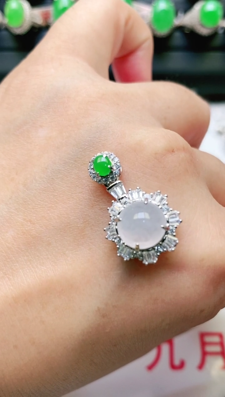 【闪购商品】翡翠戒指银S925镶嵌天然a货翡翠