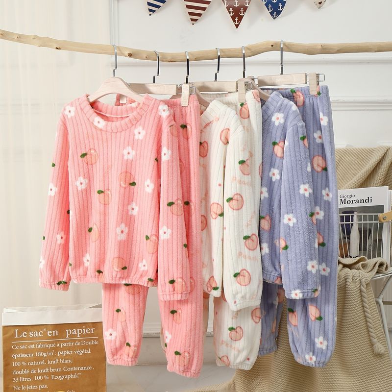 儿童睡衣秋冬加厚暖暖家居服套装珊瑚绒男女童家居睡衣秋冬季保暖