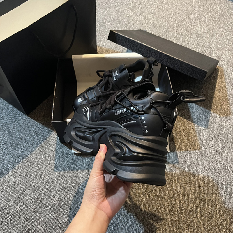 内增高老爹鞋女鞋2024秋冬新款潮流厚底增高钻条休闲运动鞋百搭