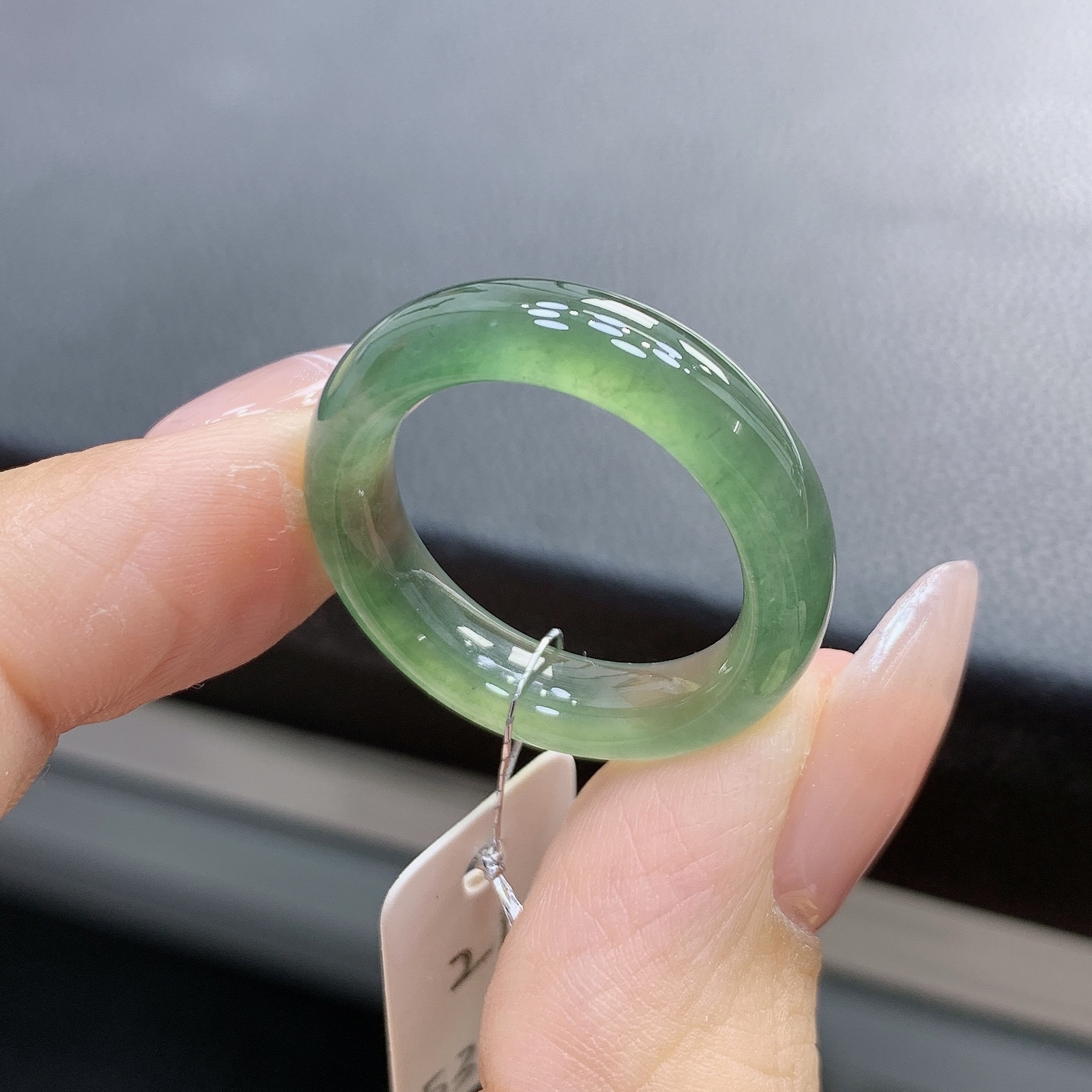 21号 冰种冰绿色橄榄绿色满色满绿翡翠戒圈 内径 19.4-6.1-4.3