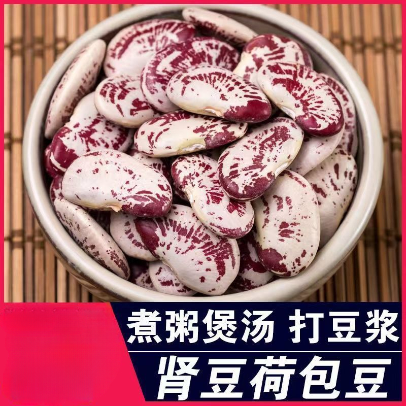 新鲜荷包豆大肾豆状元豆富贵豆花纹斑马豆耳豆煲汤煮粥五谷杂粮