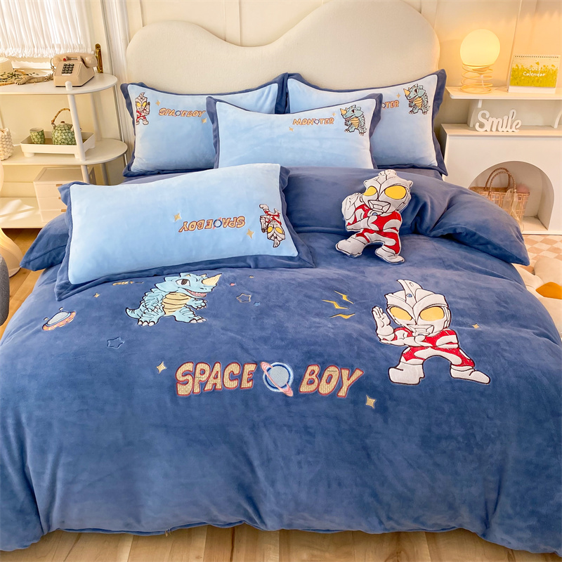 【小扬哥优选】八斤重高端卡通牛奶绒加绒四件套加厚保暖学生宿舍