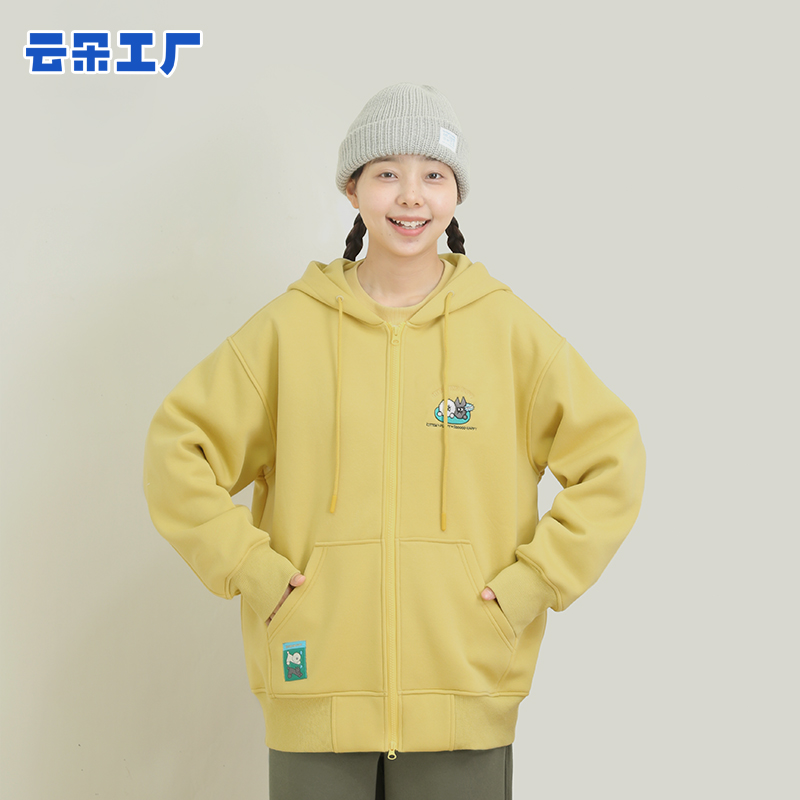 云朵工厂小猫小狗连帽卫衣外套休闲百搭宽松加绒时尚秋冬长袖