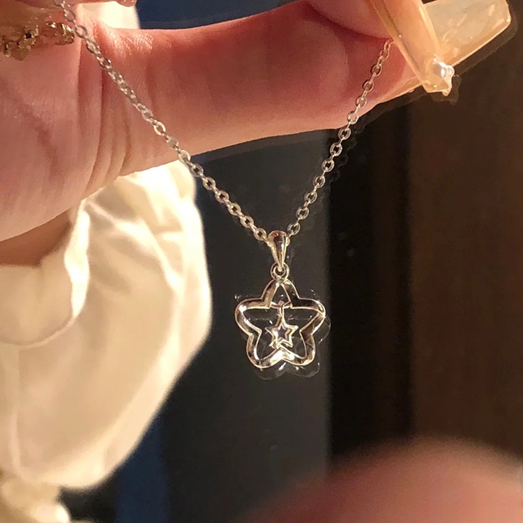 吊坠925银 星星999纯银项链女士高级小众设计感锁骨链2023新款爆