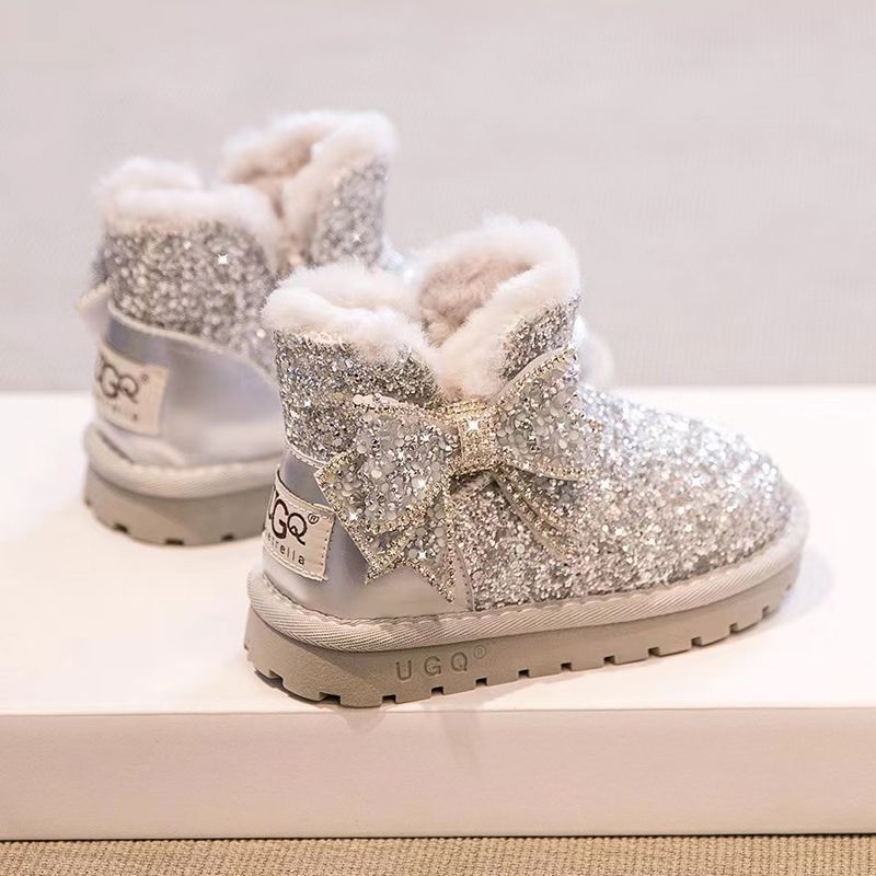 女童雪地靴2023冬季新款保暖加绒加厚儿童棉鞋宝宝靴冬防水