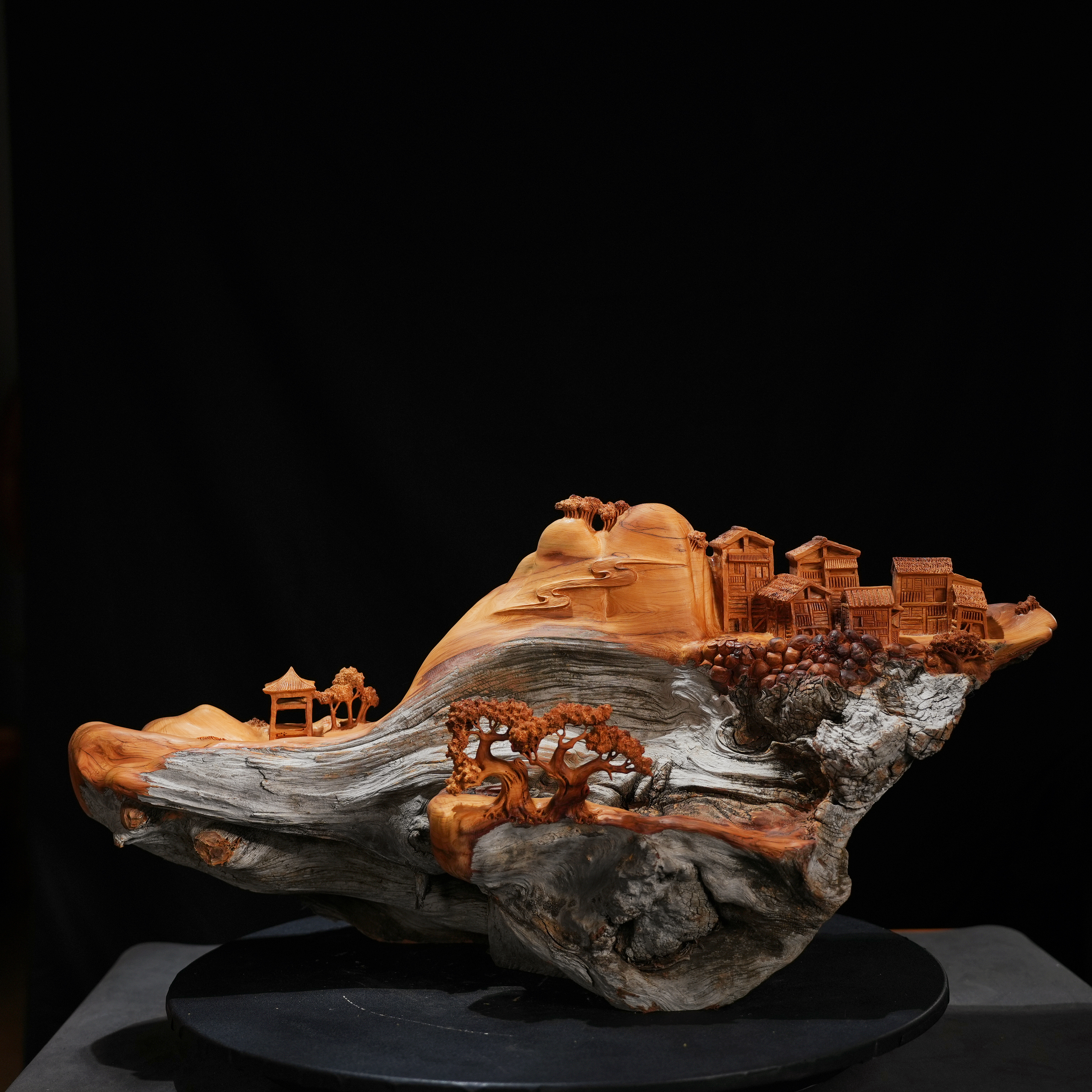 良工崖柏根雕艺术作品金山银山D002