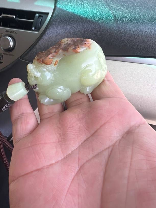 黄白河磨玉手把件