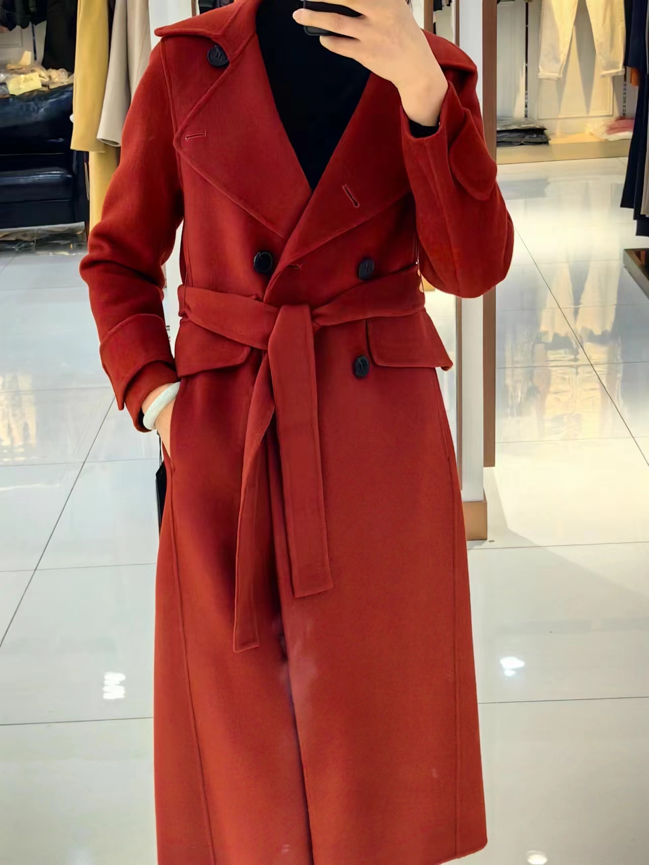 百搭秋冬呢大衣ym羊毛大衣双面呢大衣女士中长款韩版气质