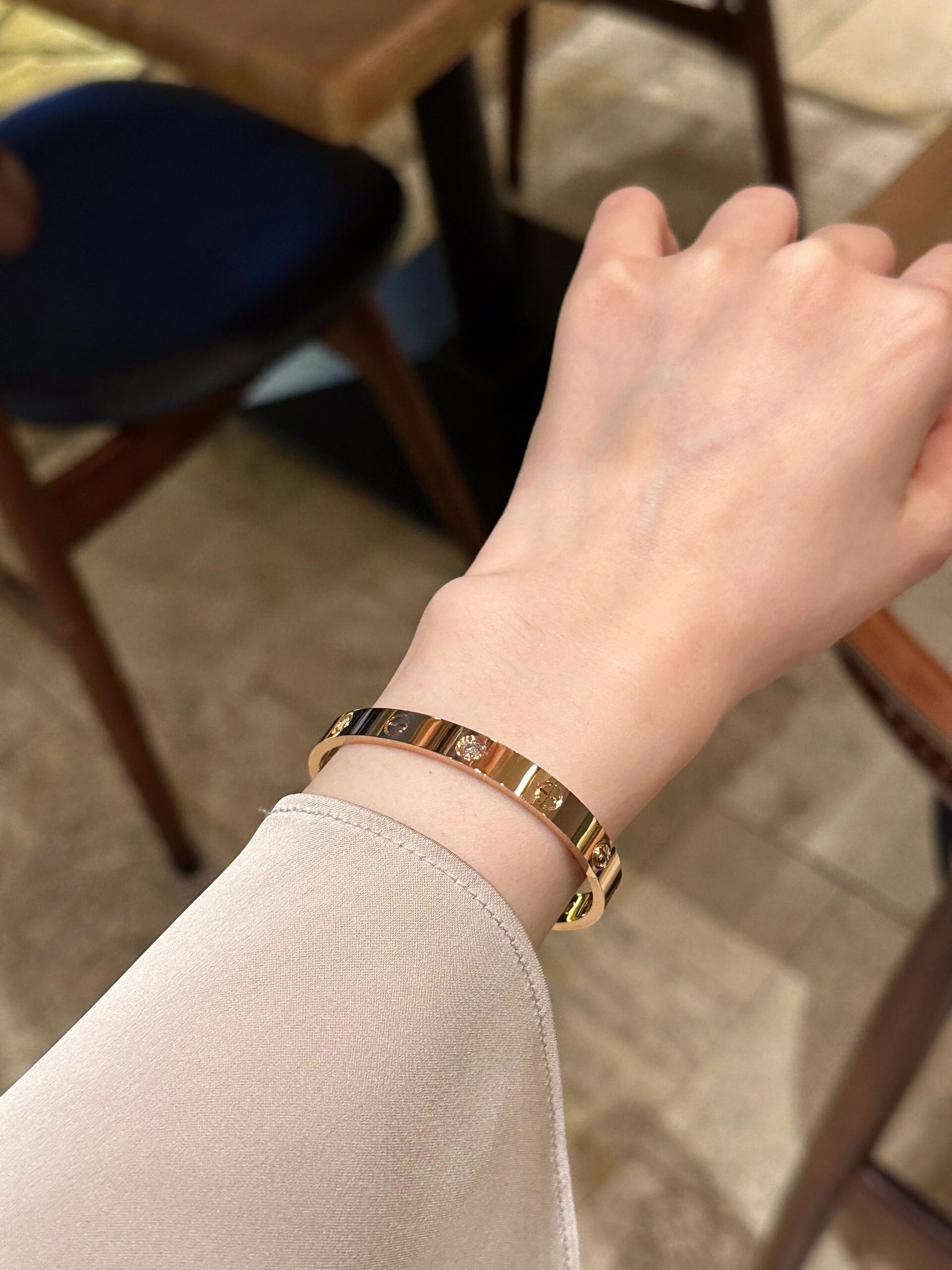 【万小姐】18K金宽版四钻手镯30g（48小时鉴赏期，刮花不退换）