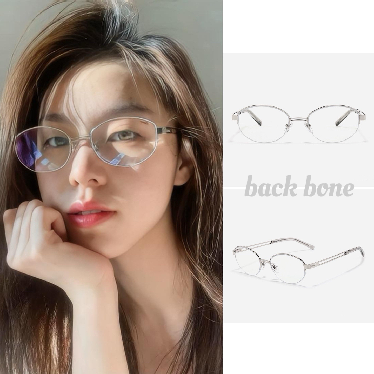白月光半框椭圆框板材+钛眼镜架素颜框显脸小高颜值高级眼镜框