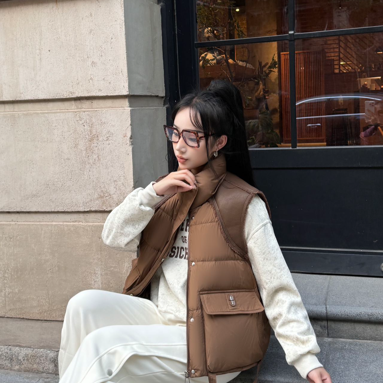 潮款安可拉红女款马夹时尚保暖加厚休闲洋气011