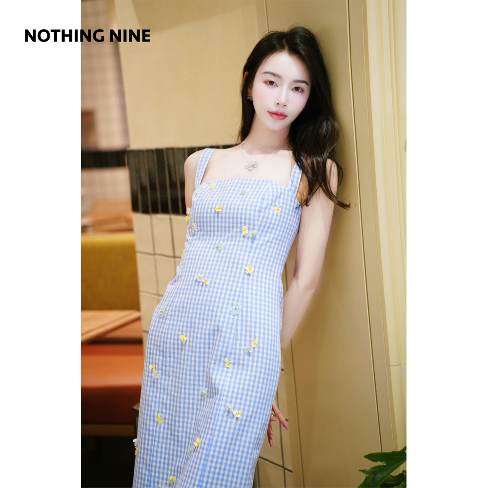 NOTHING NINE梦花楹格纹连衣裙