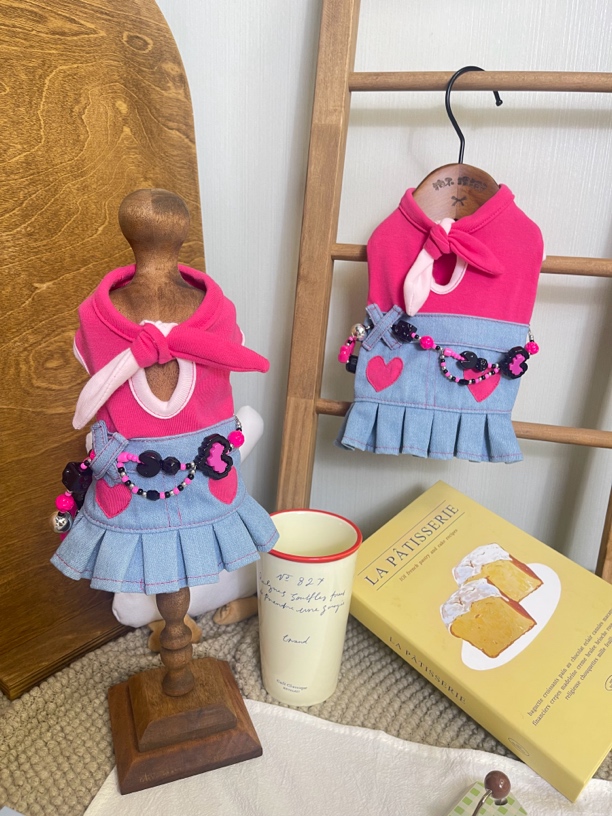 特价 直拍| 甜心芭比宠物连衣裙 假两件 no退no换