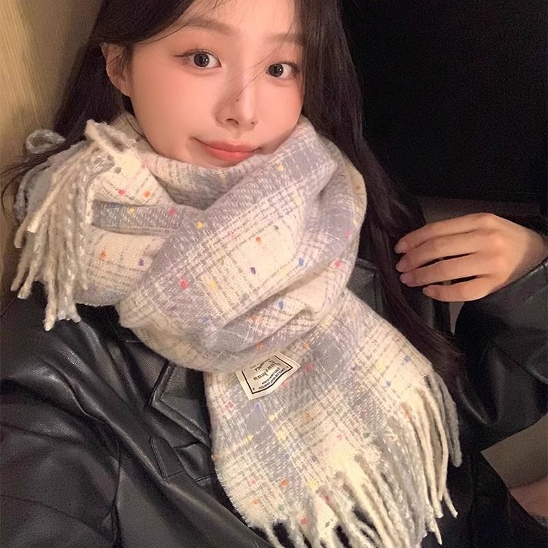 显白精致韩版冬季围巾女新款小糖豆秋冬学生情侣时尚百搭围脖披肩