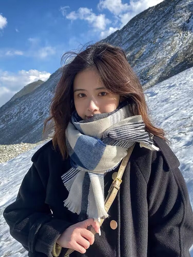 ins格子围巾女 冬季复古百搭韩版时尚披肩两用学生保暖仿羊绒围脖
