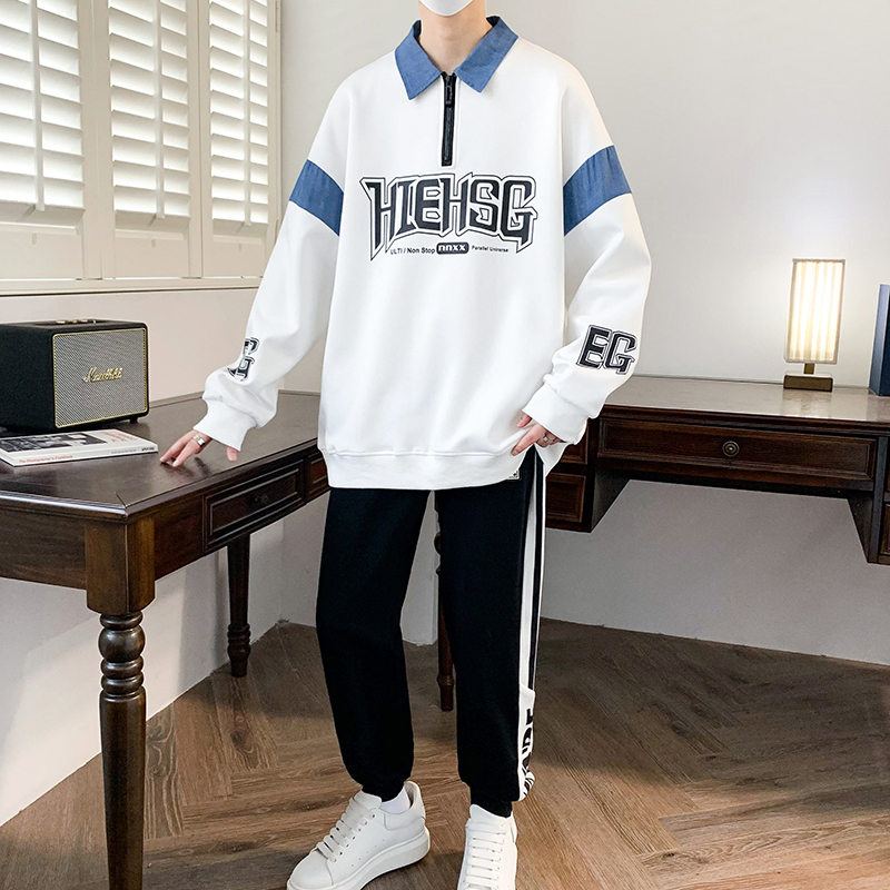 春秋季长袖休闲卫衣男孩初高中学生潮流帅气青少年大童男装套装