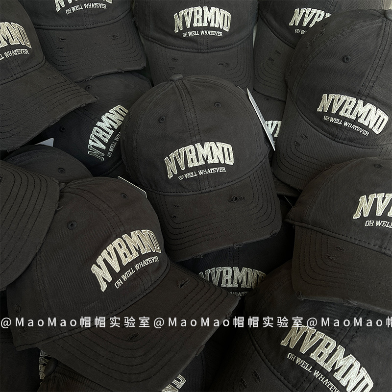 【网红款NV全棉破洞棒球帽】韩版棒球帽子男女显脸小百搭软顶鸭舌帽