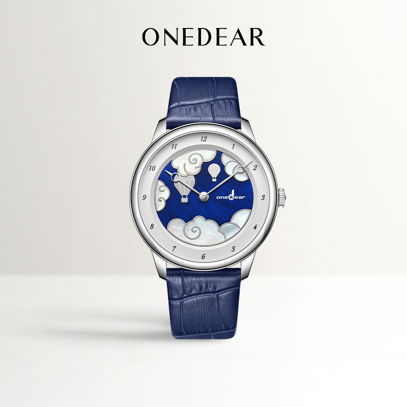 onedear时尚蓝色女款潮流小众夜光轻奢手表腕表百搭气质防水简约