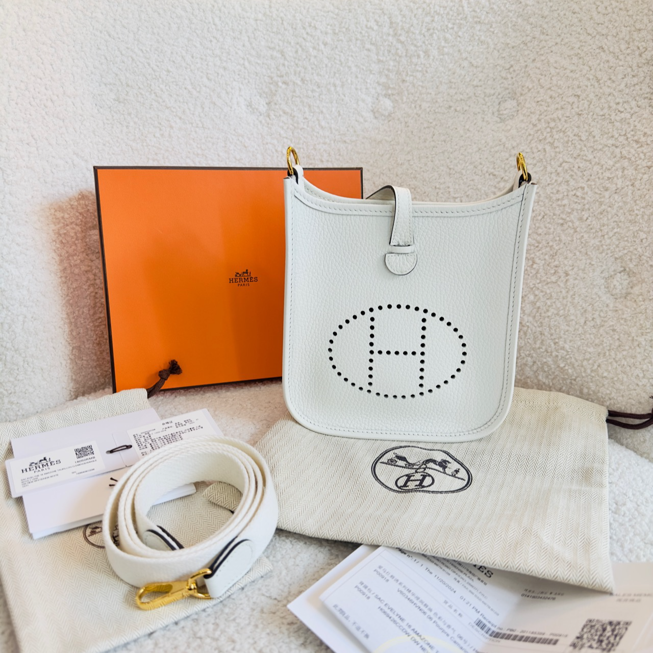 99新 Hermes/爱马仕 伊芙琳 mini白金扣 15*19闲置新