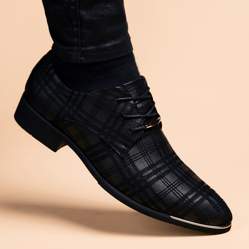 休闲皮鞋男款爆款2024新款秋季男士英伦时尚潮流百搭青年增高男鞋