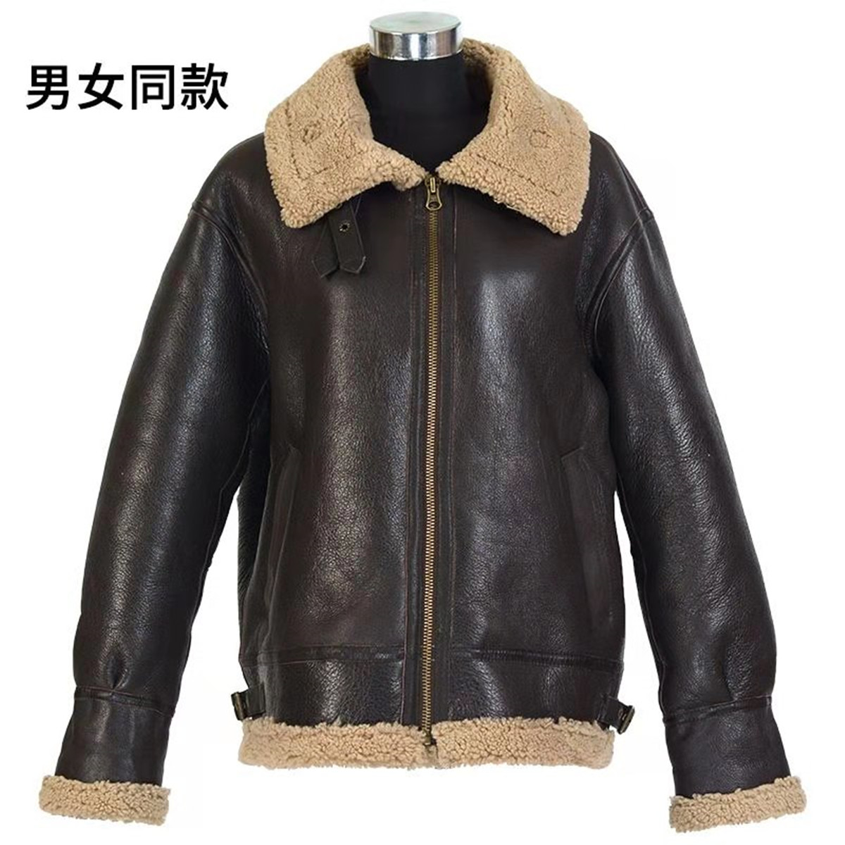 原生态皮毛一体b3机车服绵羊皮真皮真毛加厚保暖百搭皮草外套秋冬