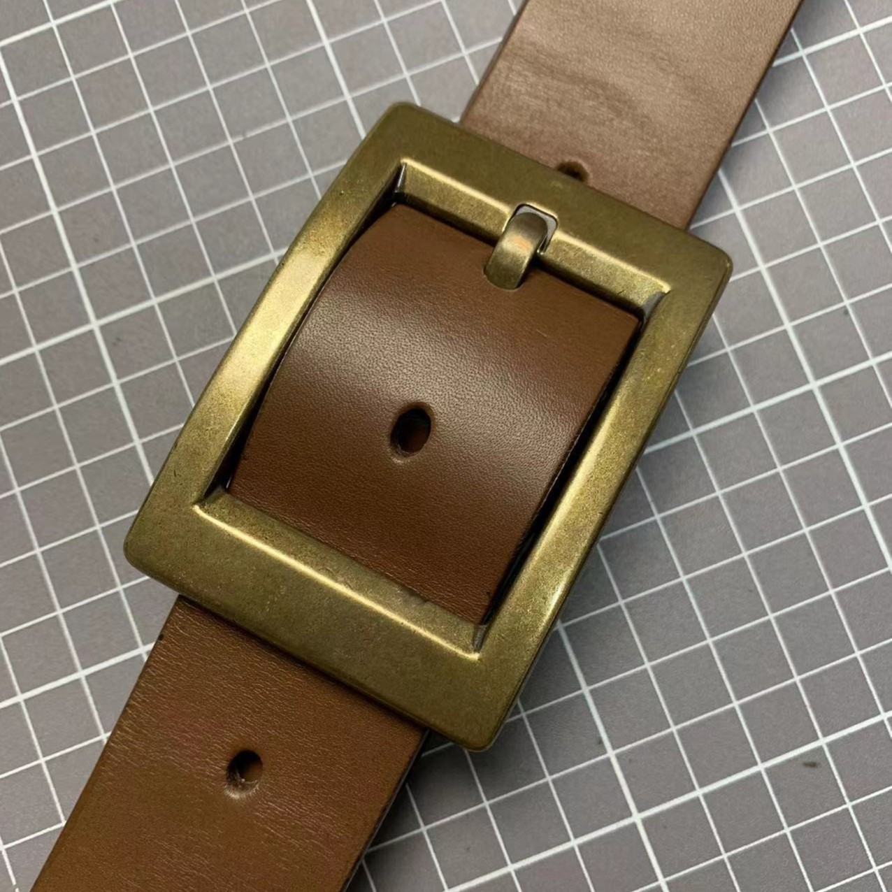 男士腰带（战将一代复古日形扣3.8宽）头层牛皮经典时尚真牛皮皮带