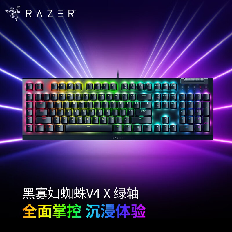 99新 Razer/雷蛇 黑寡妇蜘蛛V4X游戏机械键盘 RGB灯效