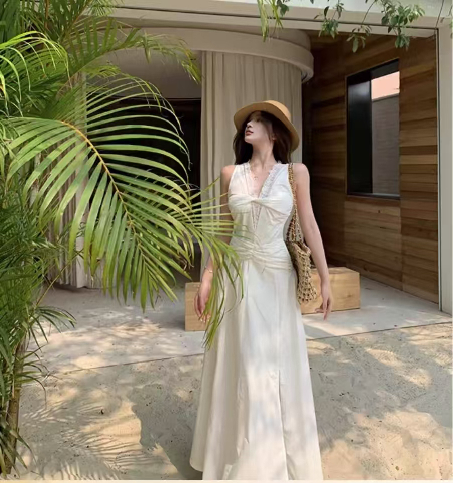 清 仓 瑕 法式纯欲蕾丝气质连衣裙女夏季新款法式a字长款裙子