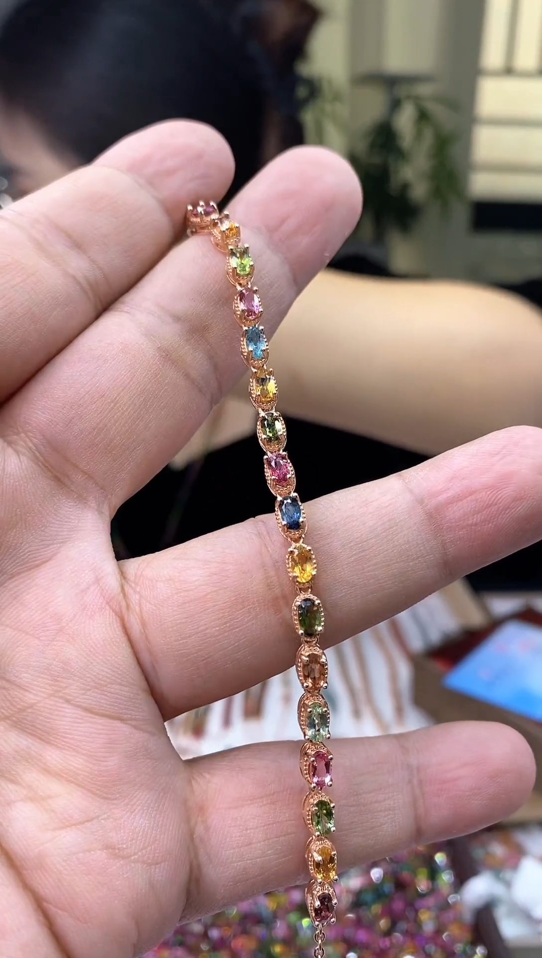 【闪购商品】碧玺手链银S925镶嵌8