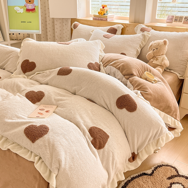 2024新款韩版提花舒棉绒牛奶绒四件套双面绒雪花绒泰迪绒毛绒