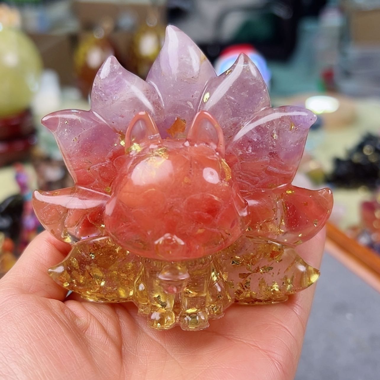 【闪购商品】水晶大型摆件（非配饰）未镶嵌紫粉九尾大