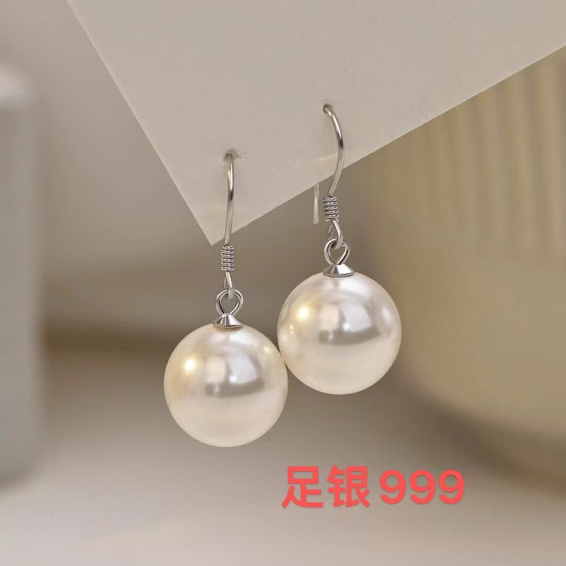 足银耳饰 气质时尚珠珠防过敏足银耳环轻奢百搭简约经典耳坠耳饰
