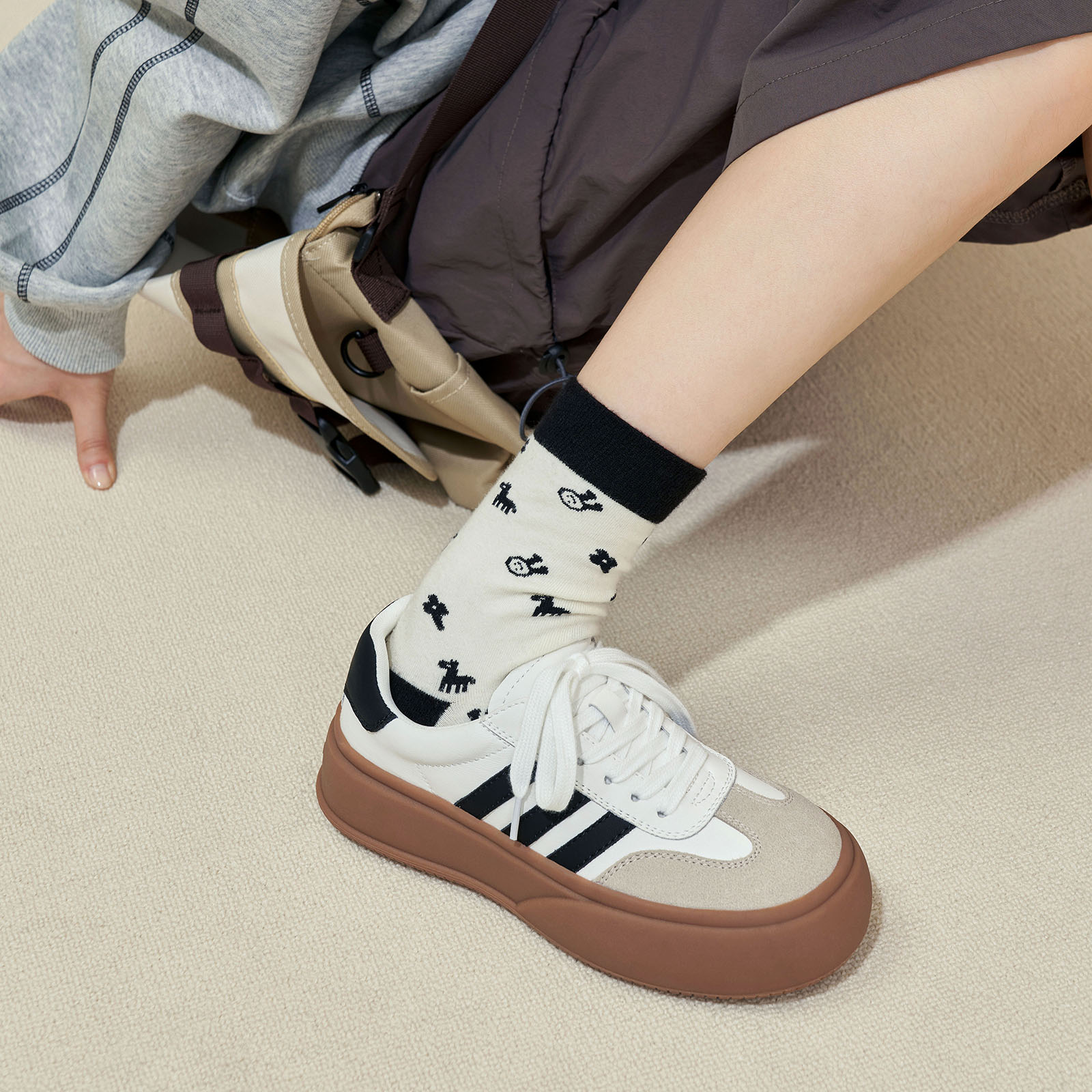 玛速主义2024年春厚底运动休闲单鞋复古百搭德训鞋学生板鞋女秋季