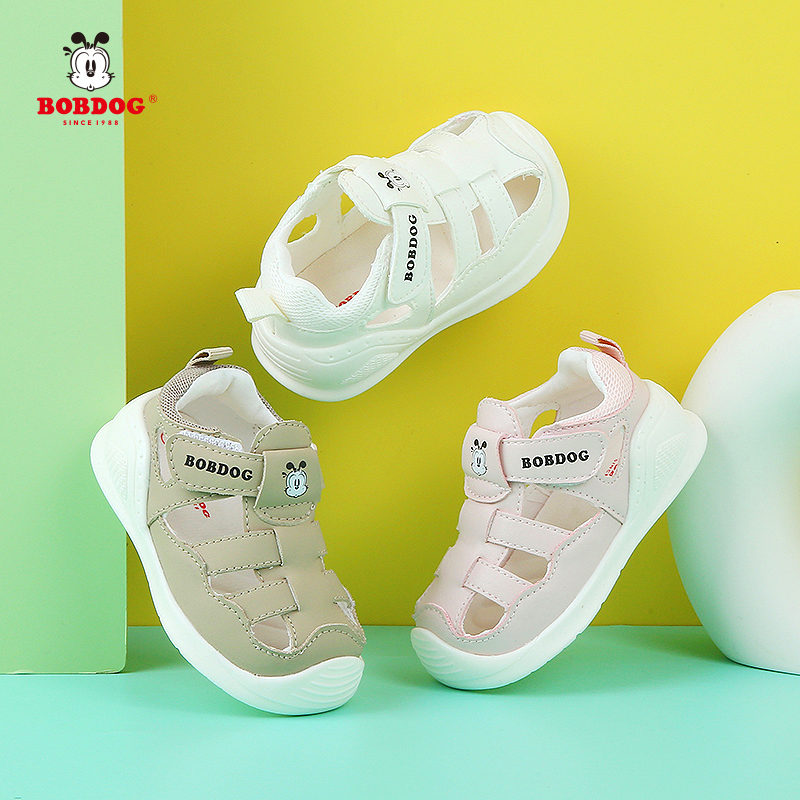Bobdog/巴布豆【夏季凉鞋】新款男女宝儿童软底包头学步机能鞋355
