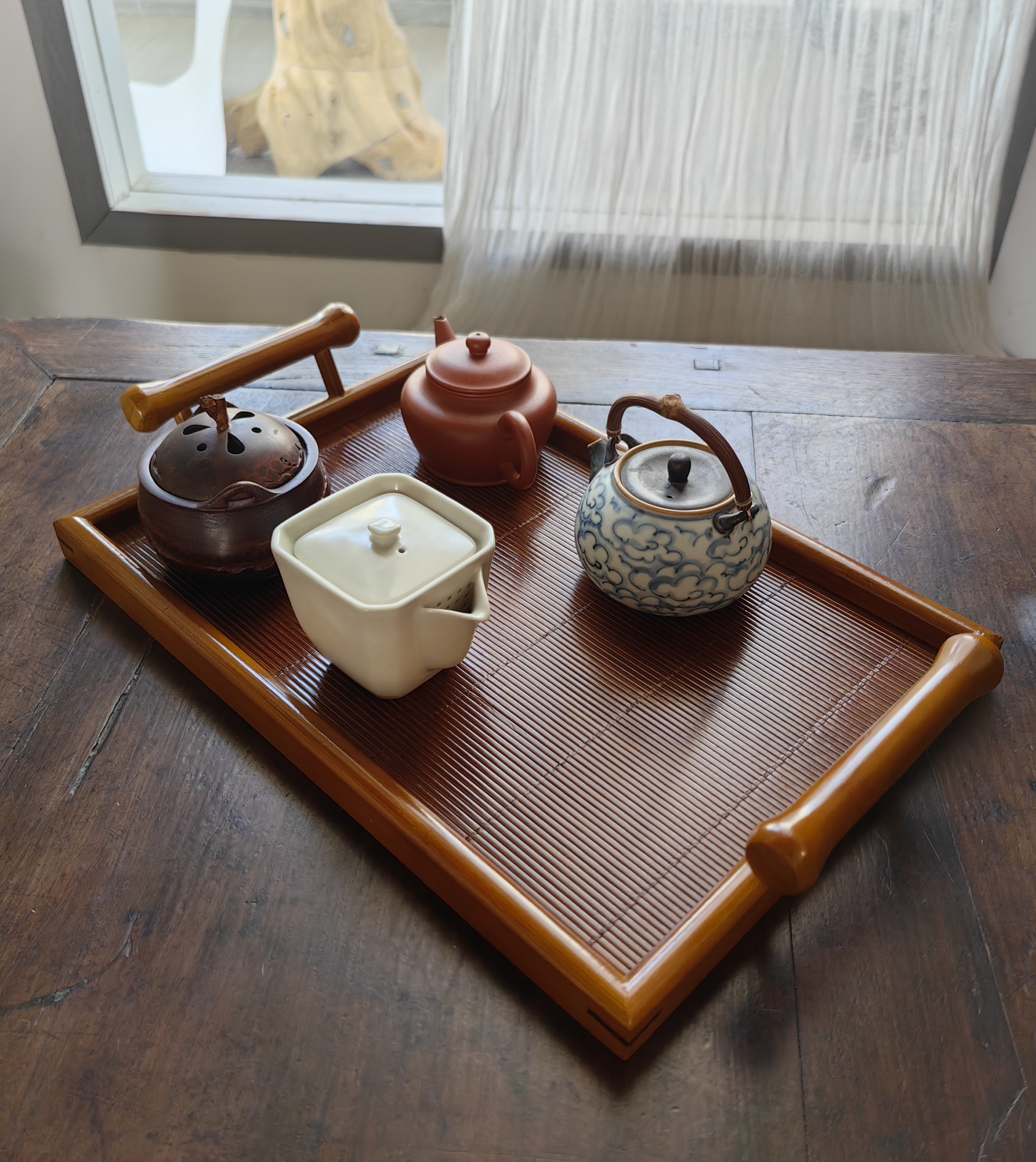 竹制茶盘干泡台茶盘 手工家用茶盘小茶台茶几茶具收纳架展示茶台