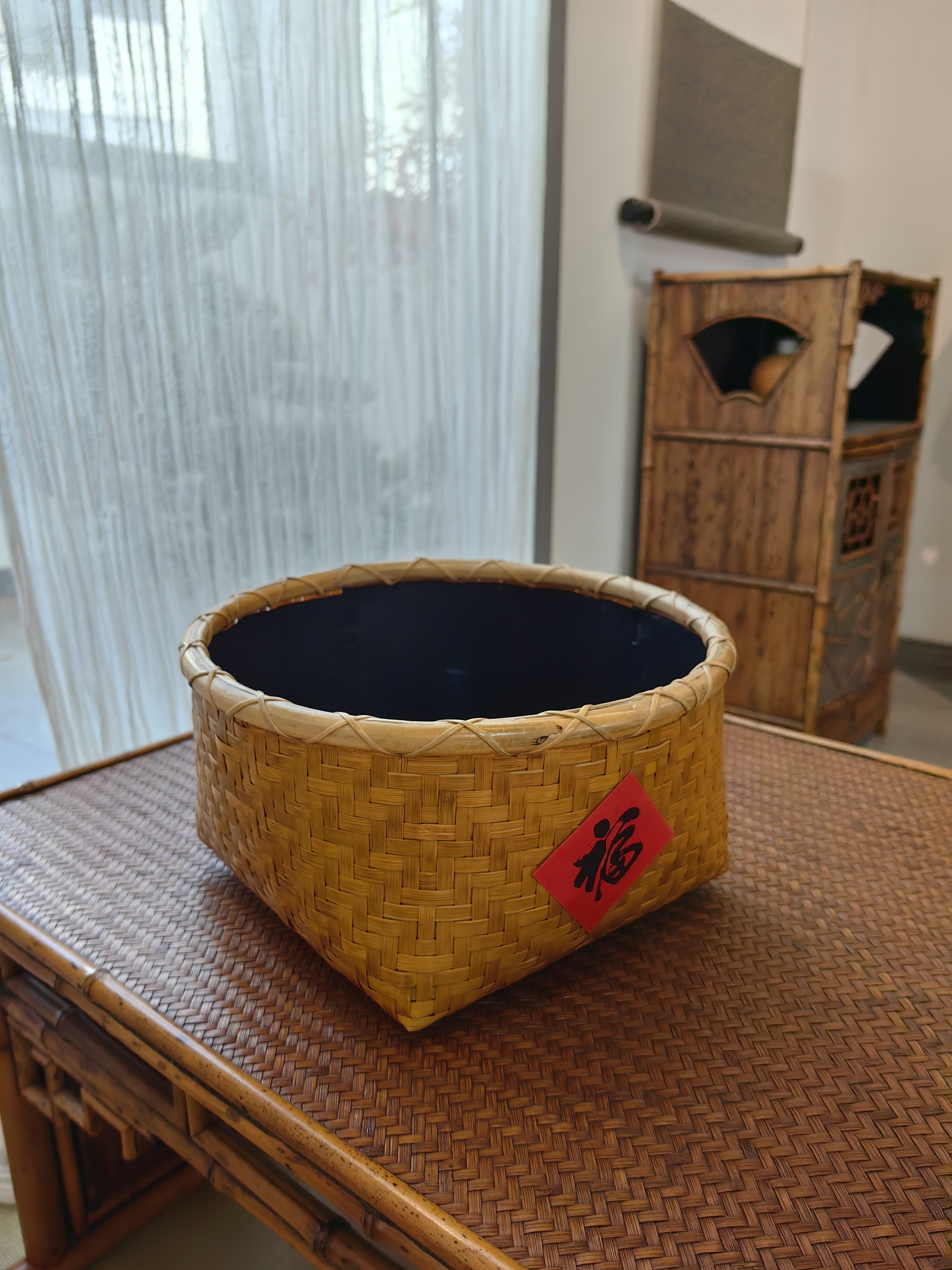 竹编碳篓碳盒 便携款炭斗炭篓炭笼炭盒桌面整理储物筐茶具茶玩