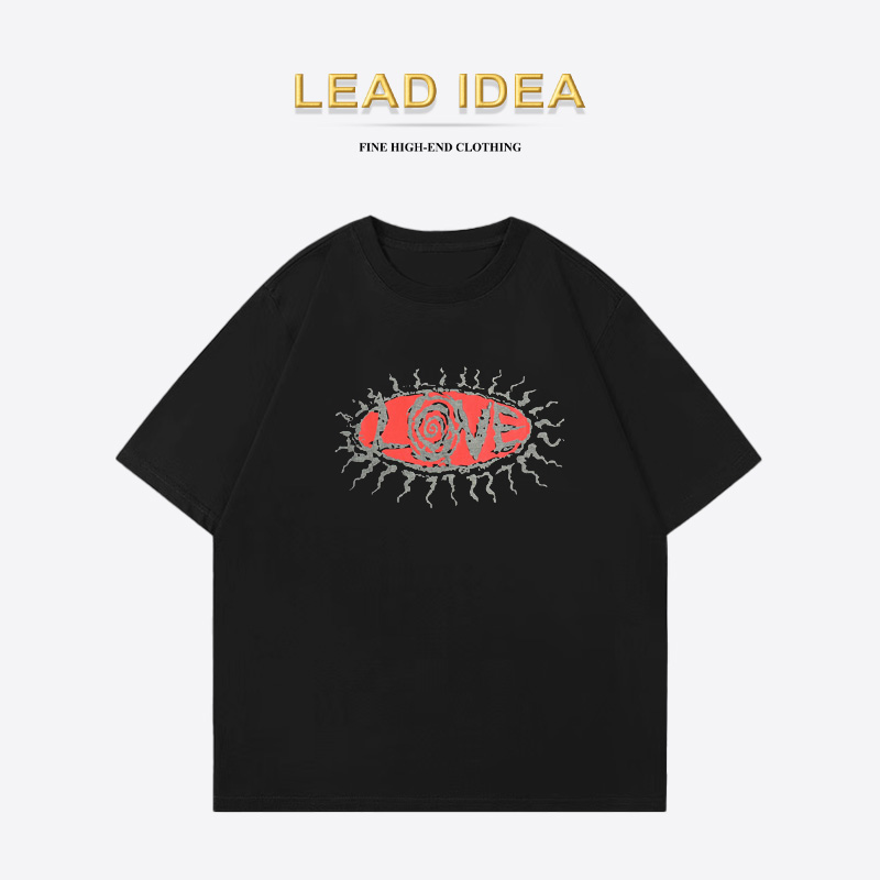 LEAD IDEA 美式复古love眼睛高街短袖 A094