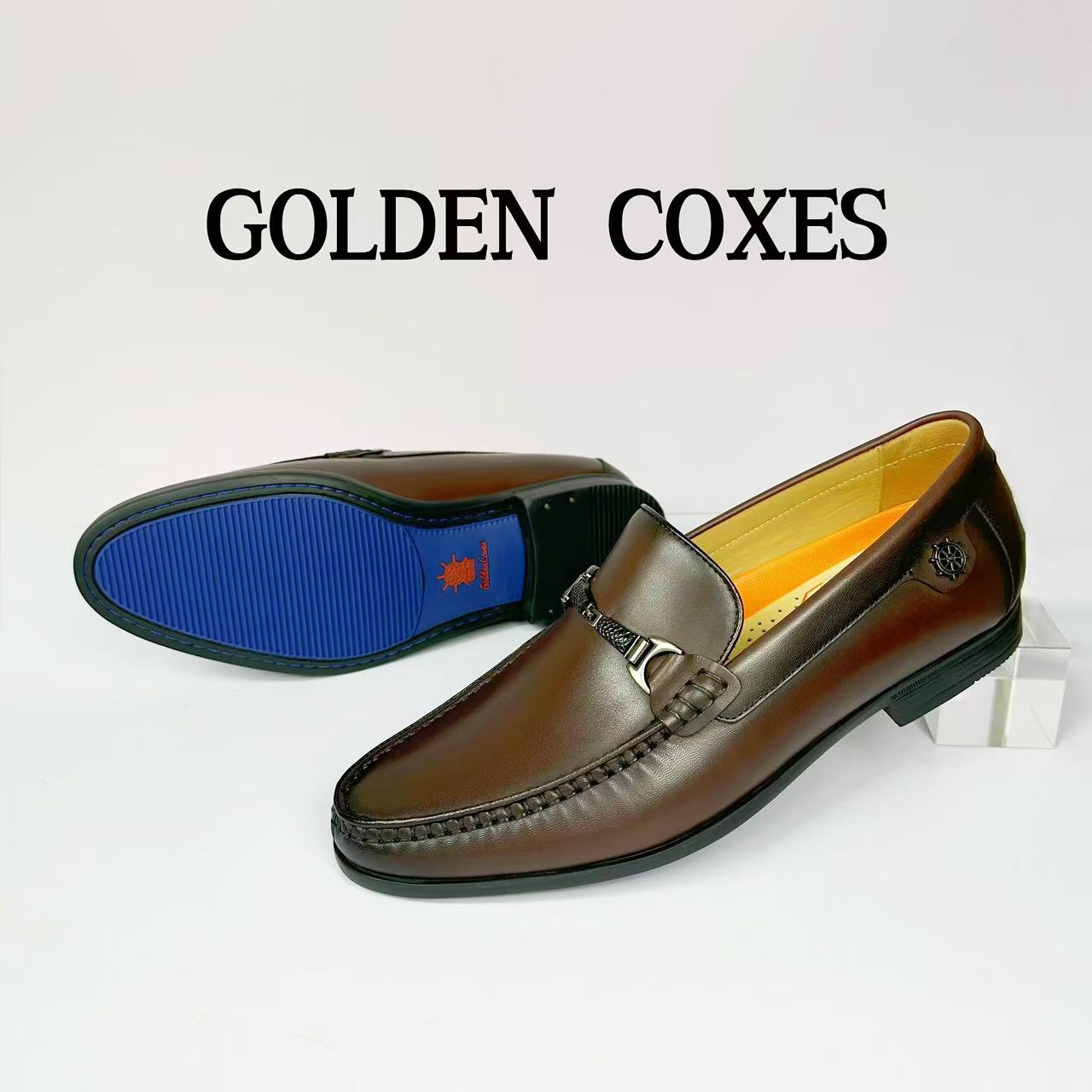 GOLDEN COXES/金舵手世家素面经典百搭透气商务休闲皮鞋1B