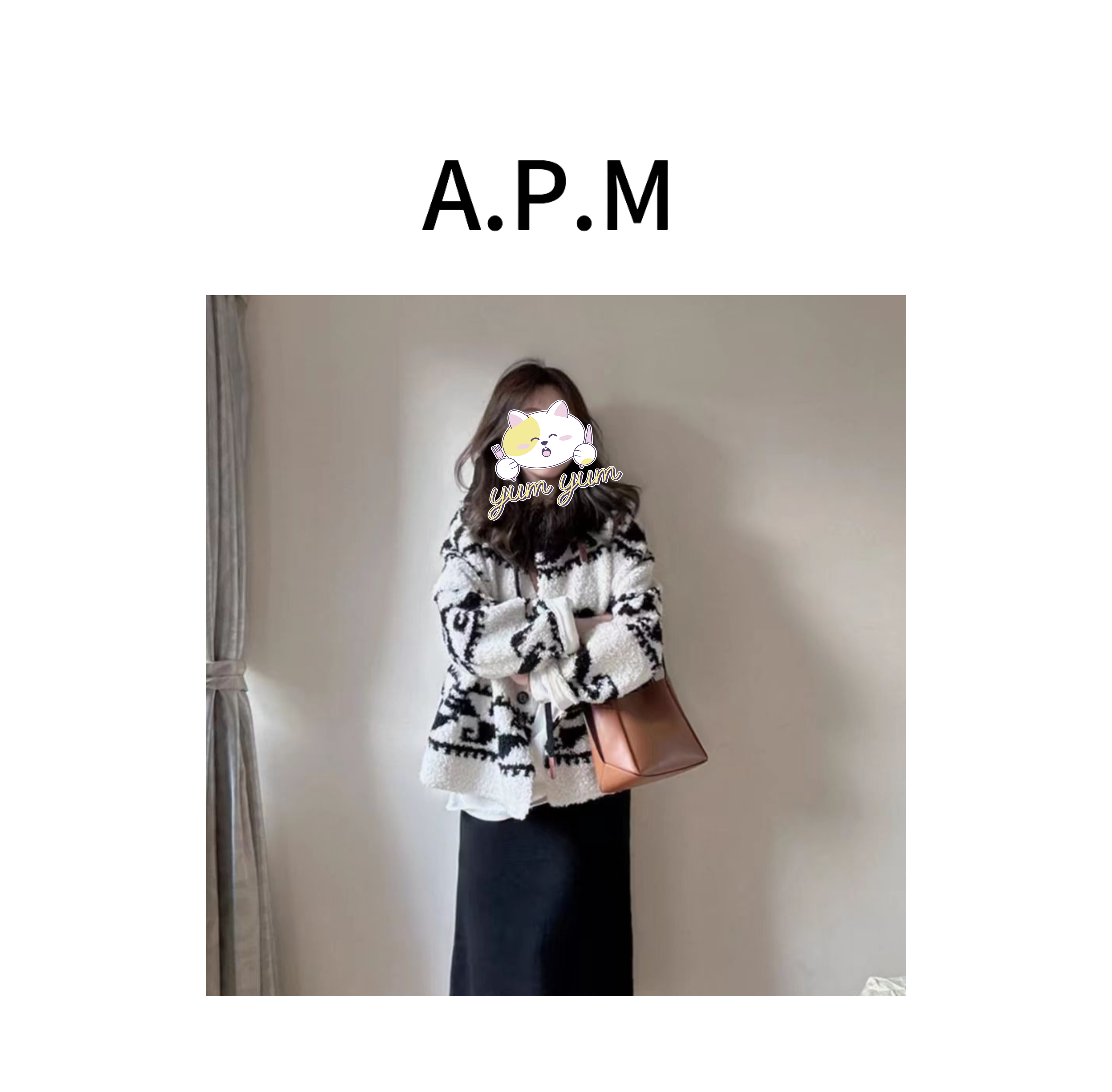 高美美-【超越同*款】韩系休闲时尚百搭羔羔绒秋冬款开衫外套-L