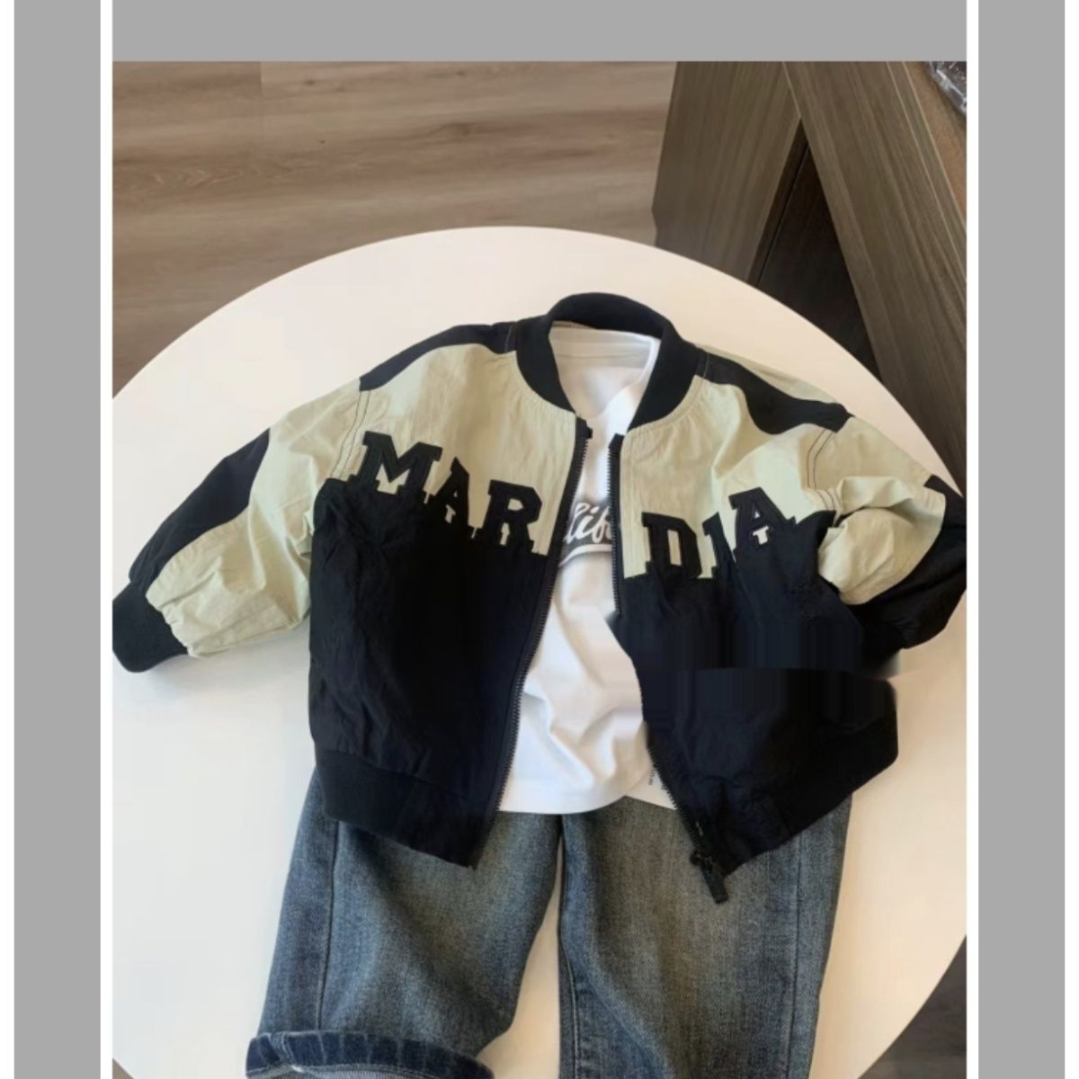 精致刺绣男童洋气拼色外套2025秋季新款中小童宝宝字母上衣棒球服