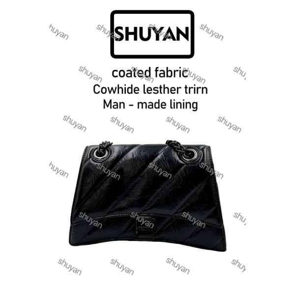 姝宴手工打造真皮女士新款包黑色手提包TA0008黑色