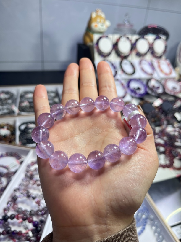 天然薰衣草紫水晶碎冰冰水晶手链