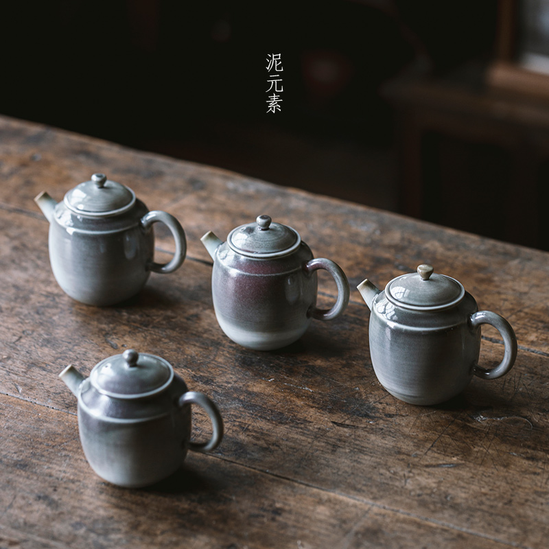 泥元素故事壶原矿泥流动原矿釉高级灰紫气窑柴窑手工出水有力柔和