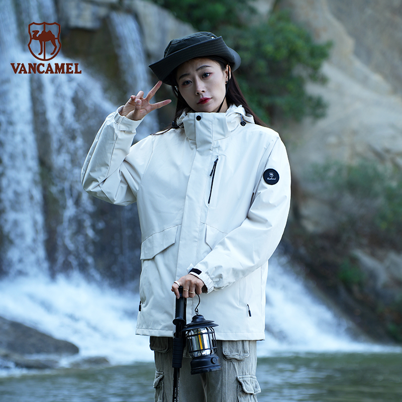 VANCAMEL/西域骆驼 保暖冲锋外套三合一男女加绒加厚可拆卸两件套