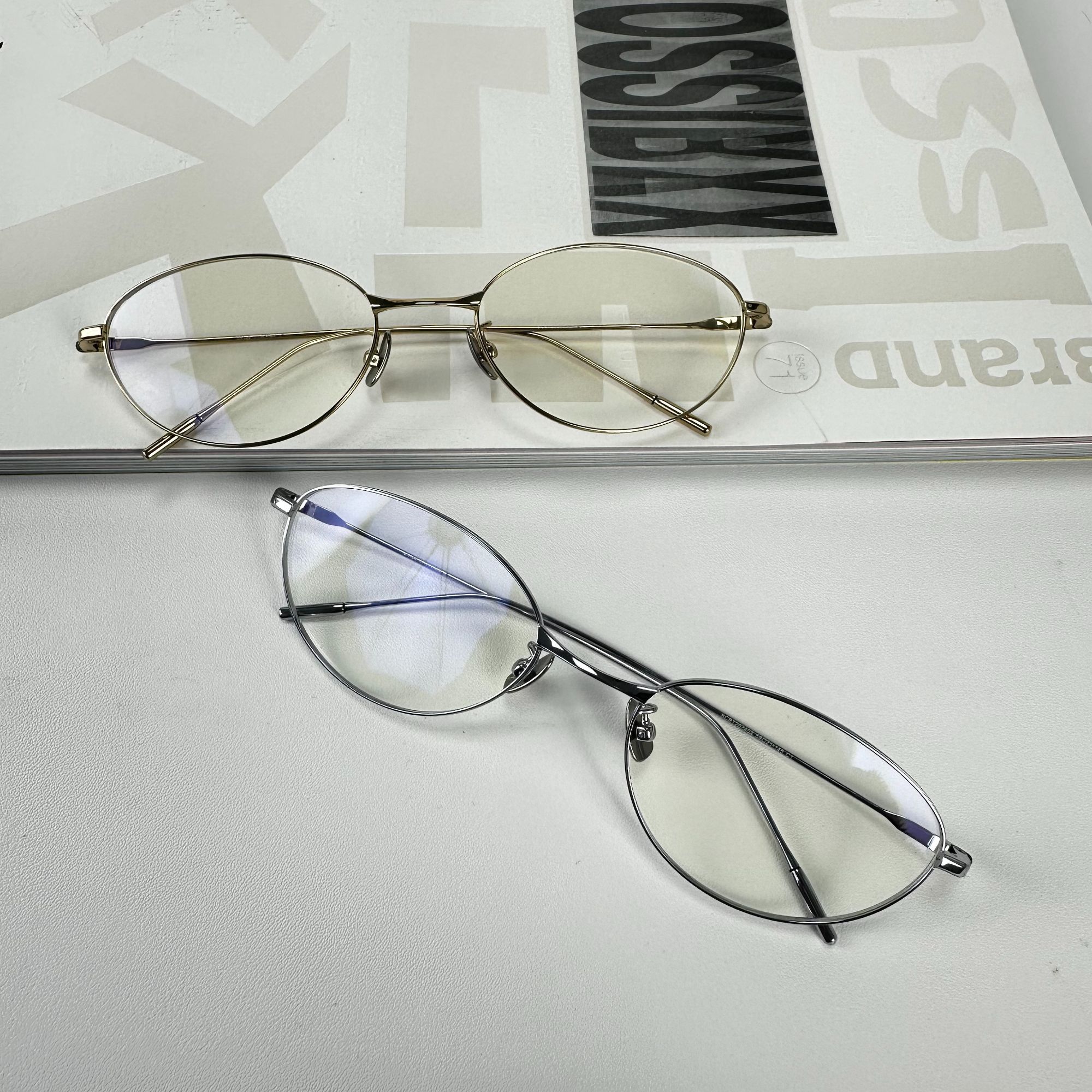 【136】超轻钛金属椭圆框素颜镜光学镜架可配平光近视女款方圆脸