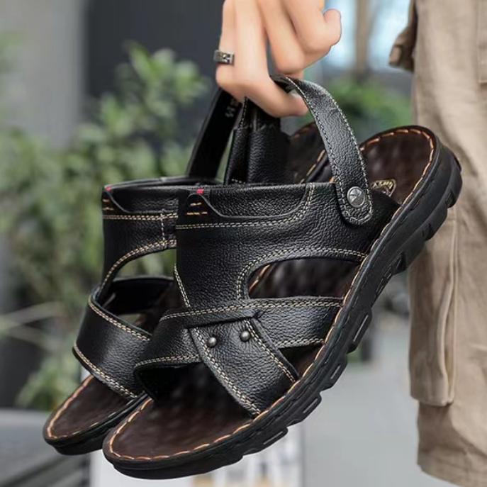 1884凉鞋男真皮防滑厚底夏休闲沙滩鞋男凉拖