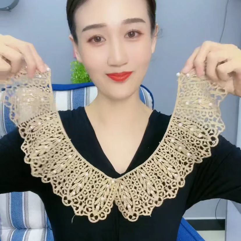 【贝珠蕾丝假领】韩版花边女士镂空木棉丝披肩夏季假领子百搭潮流