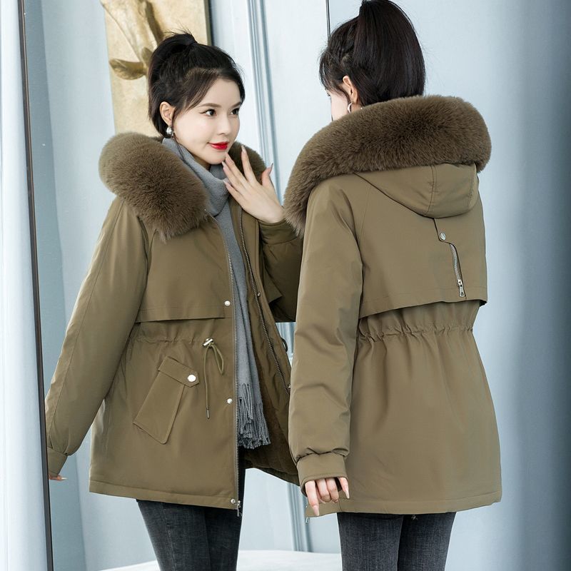 加绒加厚派克服外套女秋冬短款2023年冬季新款女士棉衣棉袄大衣