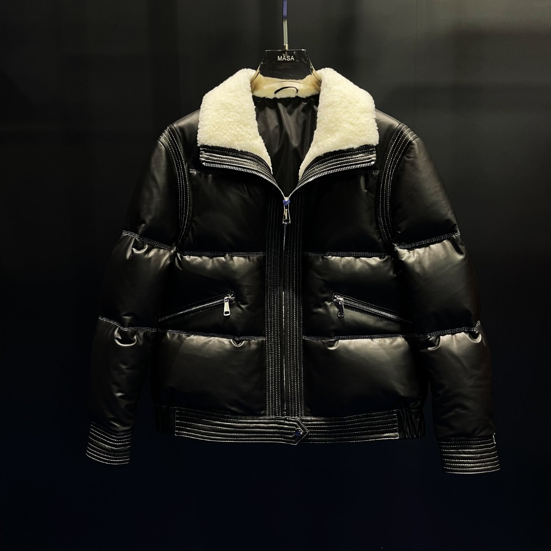 男士皮衣高定小众尤莱特绵羊皮羽绒皮夹克  22623