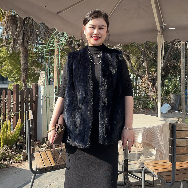 别格秀大码马夹200斤宽松加肥胖mm显瘦水貂毛马甲女时尚冬季潮流